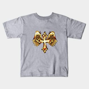 Cross with Angel Wings Kids T-Shirt